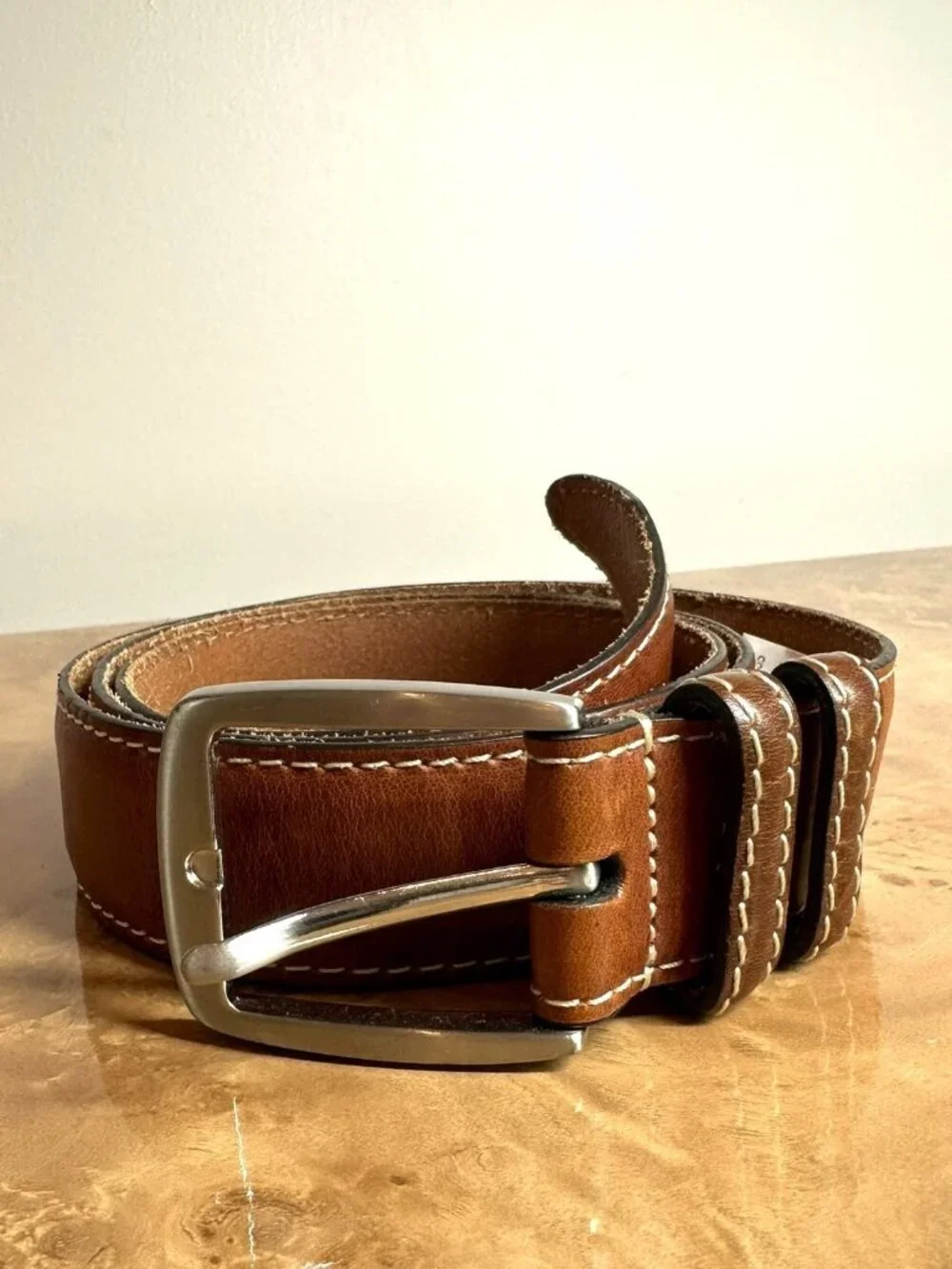 Allen Edmonds Yukon Brown Leather Belt Size 44 USA 1.5